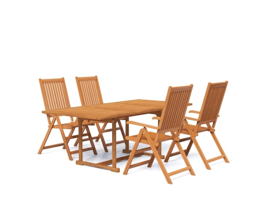 Juego de comedor de jardín 5 piezas madera maciza de acacia