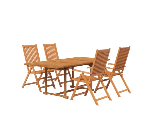 Juego de comedor de jardín 5 piezas madera maciza de acacia