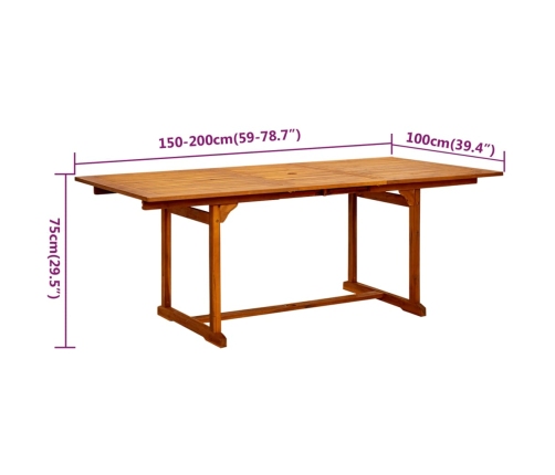 Juego de comedor de jardín 5 piezas madera maciza de acacia