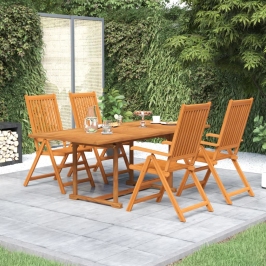 Juego de comedor de jardín 5 piezas madera maciza de acacia