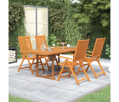 Juego de comedor de jardín 5 piezas madera maciza de acacia