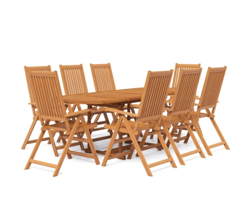 Juego de comedor para jardín 9 piezas madera maciza de acacia