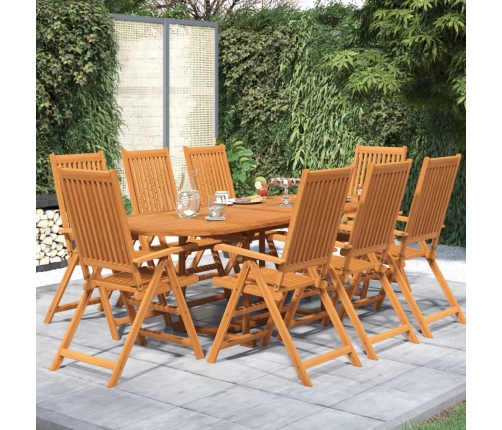 Juego de comedor para jardín 9 piezas madera maciza de acacia