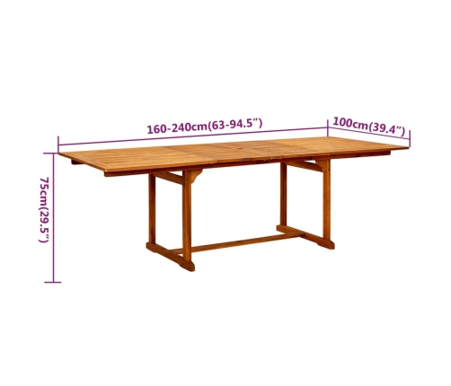 Juego de comedor de jardín 7 piezas madera maciza de acacia