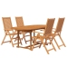 Juego de comedor de jardín 5 piezas madera maciza de acacia