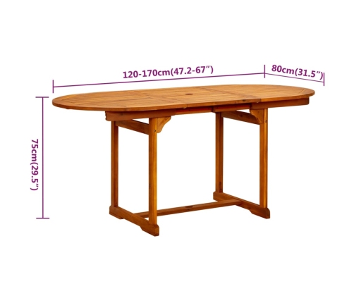 Juego de comedor de jardín 5 piezas madera maciza de acacia