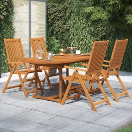 Juego de comedor de jardín 5 piezas madera maciza de acacia