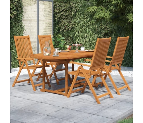 Juego de comedor de jardín 5 piezas madera maciza de acacia