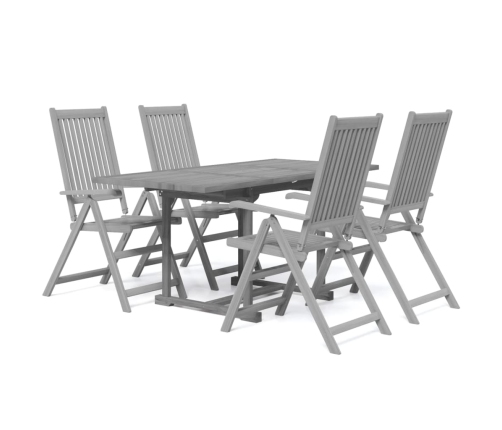Juego de comedor de jardín 5 piezas madera maciza de acacia