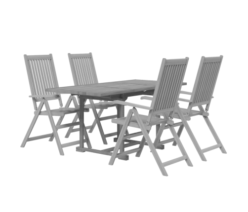 Juego de comedor de jardín 5 piezas madera maciza de acacia
