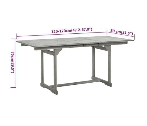 Juego de comedor de jardín 5 piezas madera maciza de acacia