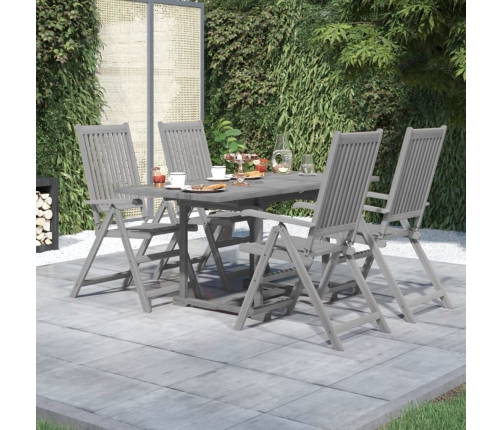 Juego de comedor de jardín 5 piezas madera maciza de acacia