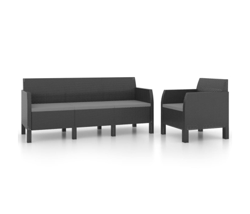 Set de muebles de jardín 2 pzas cojines PP ratán gris antracita