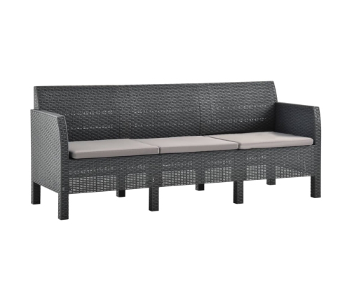 Set de muebles de jardín 2 pzas cojines PP ratán gris antracita