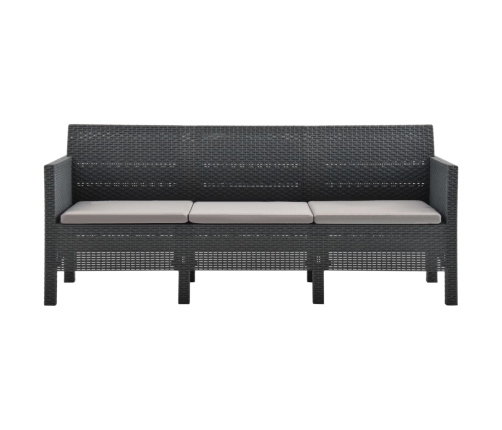 Set de muebles de jardín 2 pzas cojines PP ratán gris antracita