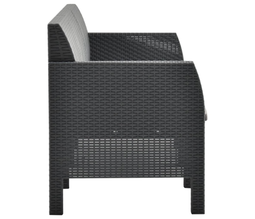Set de muebles de jardín 2 pzas cojines PP ratán gris antracita
