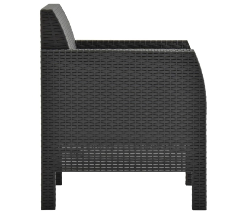 Set de muebles de jardín 2 pzas cojines PP ratán gris antracita