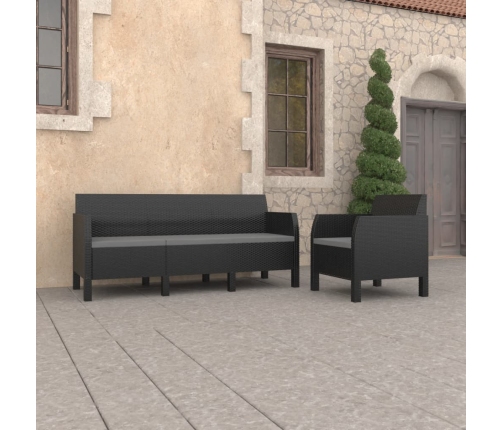 Set de muebles de jardín 2 pzas cojines PP ratán gris antracita