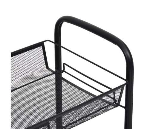 Carrito de cocina 3 niveles hierro negro 46x26x64 cm