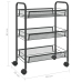 Carrito de cocina 3 niveles hierro negro 46x26x64 cm