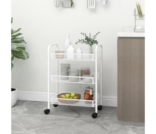 Carrito de cocina 3 niveles hierro blanco 46x26x64 cm