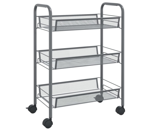 Carrito de cocina 3 niveles hierro gris 46x26x64 cm