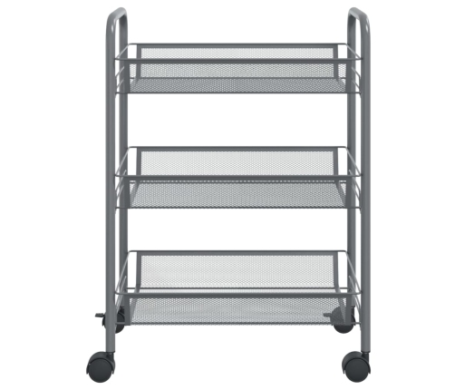 Carrito de cocina 3 niveles hierro gris 46x26x64 cm