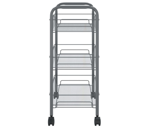 Carrito de cocina 3 niveles hierro gris 46x26x64 cm