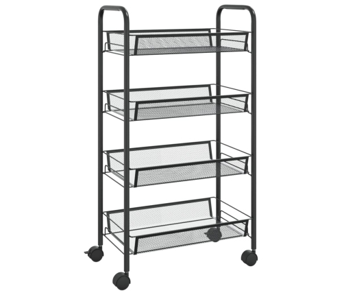 Carrito de cocina 4 niveles hierro negro 46x26x85 cm