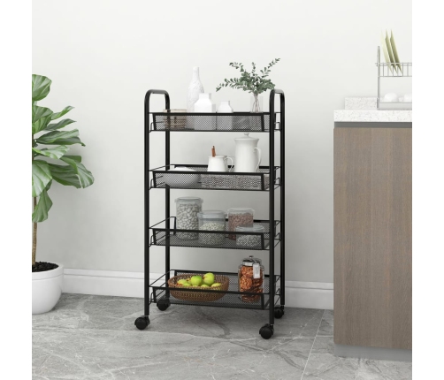 Carrito de cocina 4 niveles hierro negro 46x26x85 cm