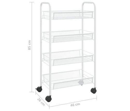 Carrito de cocina 4 niveles hierro blanco 46x26x85 cm