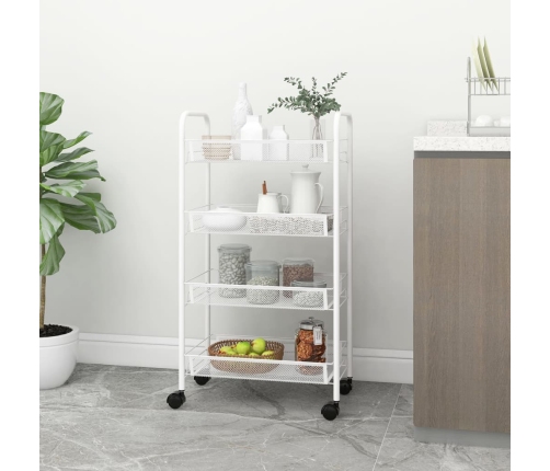 Carrito de cocina 4 niveles hierro blanco 46x26x85 cm