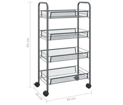 Carrito de cocina 4 niveles hierro gris 46x26x85 cm