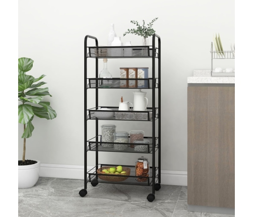 Carrito de cocina 5 niveles hierro negro 46x26x105 cm