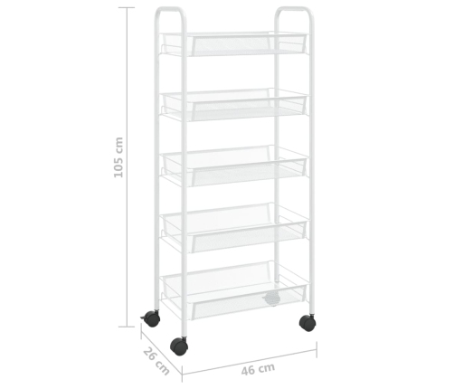 Carrito de cocina 5 niveles hierro blanco 46x26x105 cm