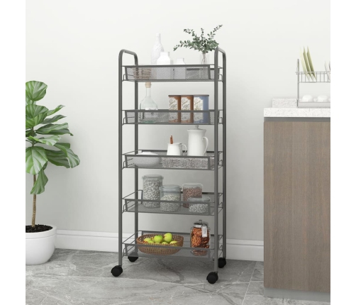 Carrito de cocina 5 niveles hierro gris 46x26x105 cm