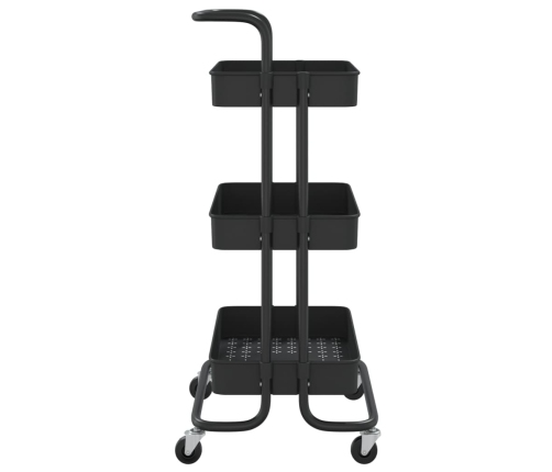 Carrito de cocina 3 niveles hierro y ABS negro 42x35x85 cm