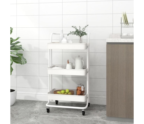 Carrito de cocina 3 niveles hierro y ABS blanco 42x35x85 cm