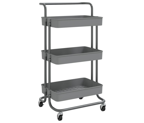 Carrito de cocina 3 niveles hierro y ABS gris 42x35x85 cm