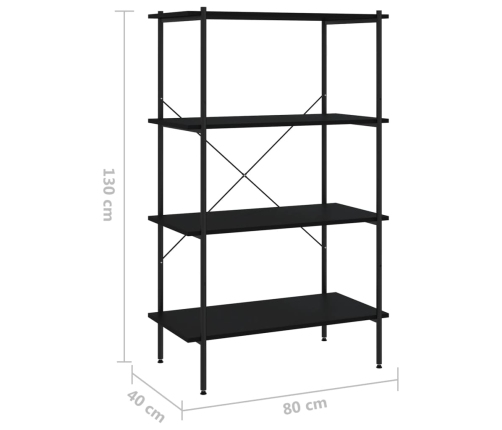 Estantería de 4 niveles negra 80x40x130 cm