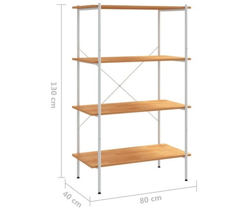 Estantería de 4 niveles blanco y roble 80x40x130 cm