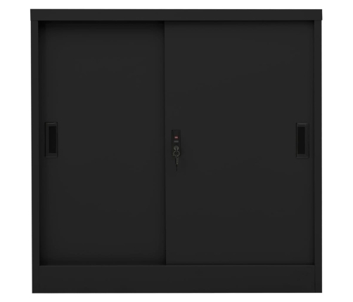 Armario de oficina con puerta corredera acero negro 90x40x90cm