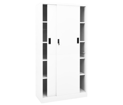 Armario de oficina puerta corredera acero blanco 90x40x180 cm