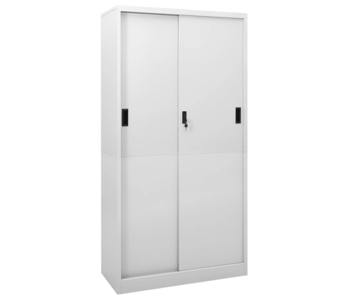 Armario oficina puerta corredera acero gris claro 90x40x180 cm