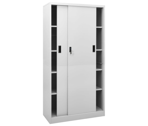 Armario oficina puerta corredera acero gris claro 90x40x180 cm