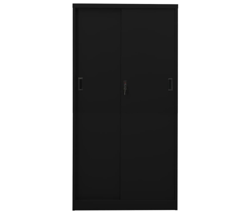 Armario de oficina con puerta corredera acero negro 90x40x180cm