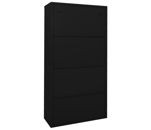 Armario de oficina con puerta corredera acero negro 90x40x180cm