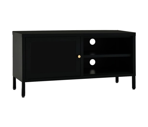 Mueble para el televisor acero y vidrio negro 90x30x44 cm