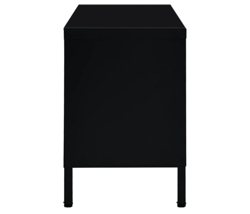 Mueble para el televisor acero y vidrio negro 90x30x44 cm