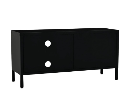 Mueble para el televisor acero y vidrio negro 90x30x44 cm